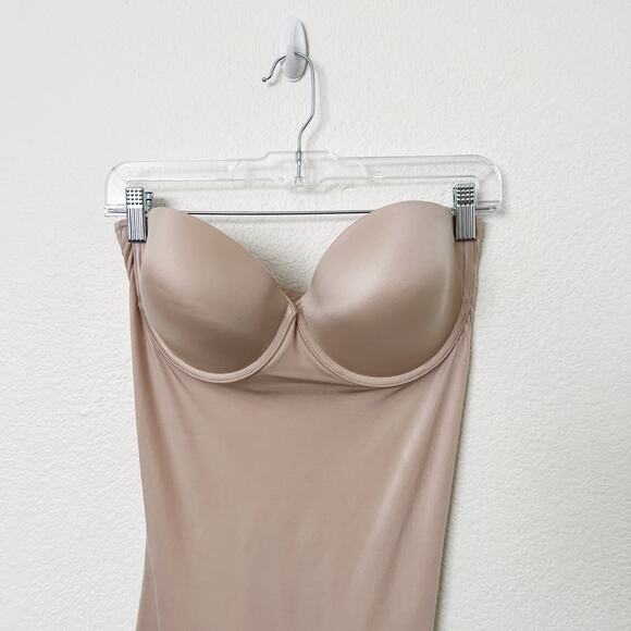 [SPANX] Beige Suit Your Fancy Strapless Cupped Mid Thigh Bodysuit Shapewear XL - Picture 5 of 13